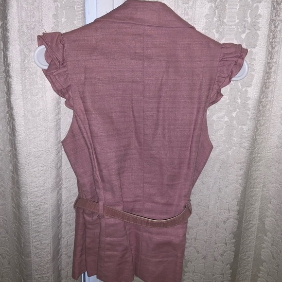 Pink Ruffle Cap Sleeve Blazer with Belt like new - Picture 2 of 3